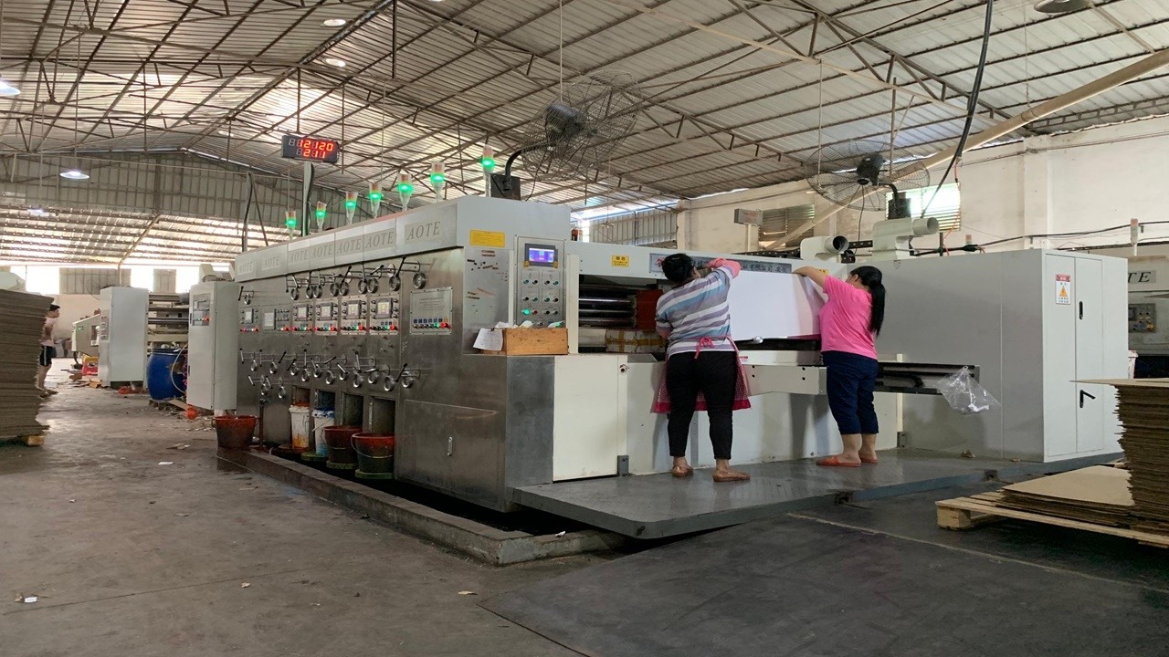 Model ATFG-I Flexo Folder Gluer in Line working in China Factory